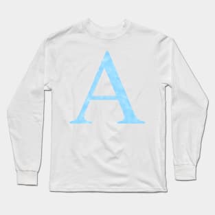 Watercolor Letter A Light Blue Long Sleeve T-Shirt